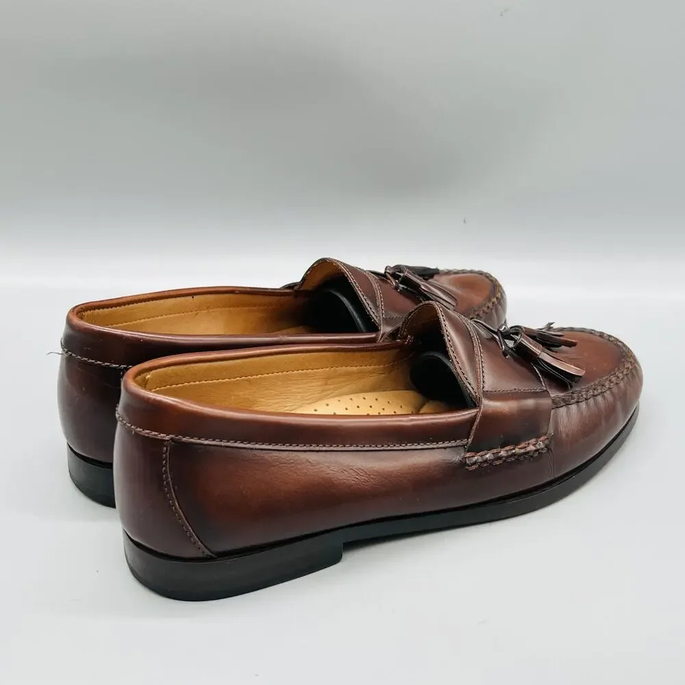 Johnston & Murphy Shoes Mens 9 Brown Leather Tassel Loafers Slip On Dress Casual